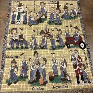 1990’s Vintage Home Interiors “All Through the Year” Denim Days Throw-EUC